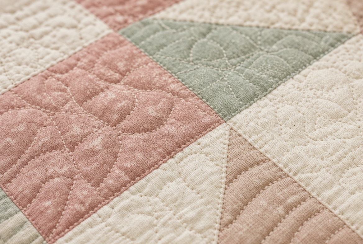 Close-up of quilting stitches and texture